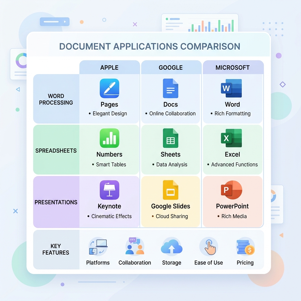 Microsoft Officeの代わりに使えるApple Pages/NumbersやGoogle ドキュメント/スプレッドシートの比較