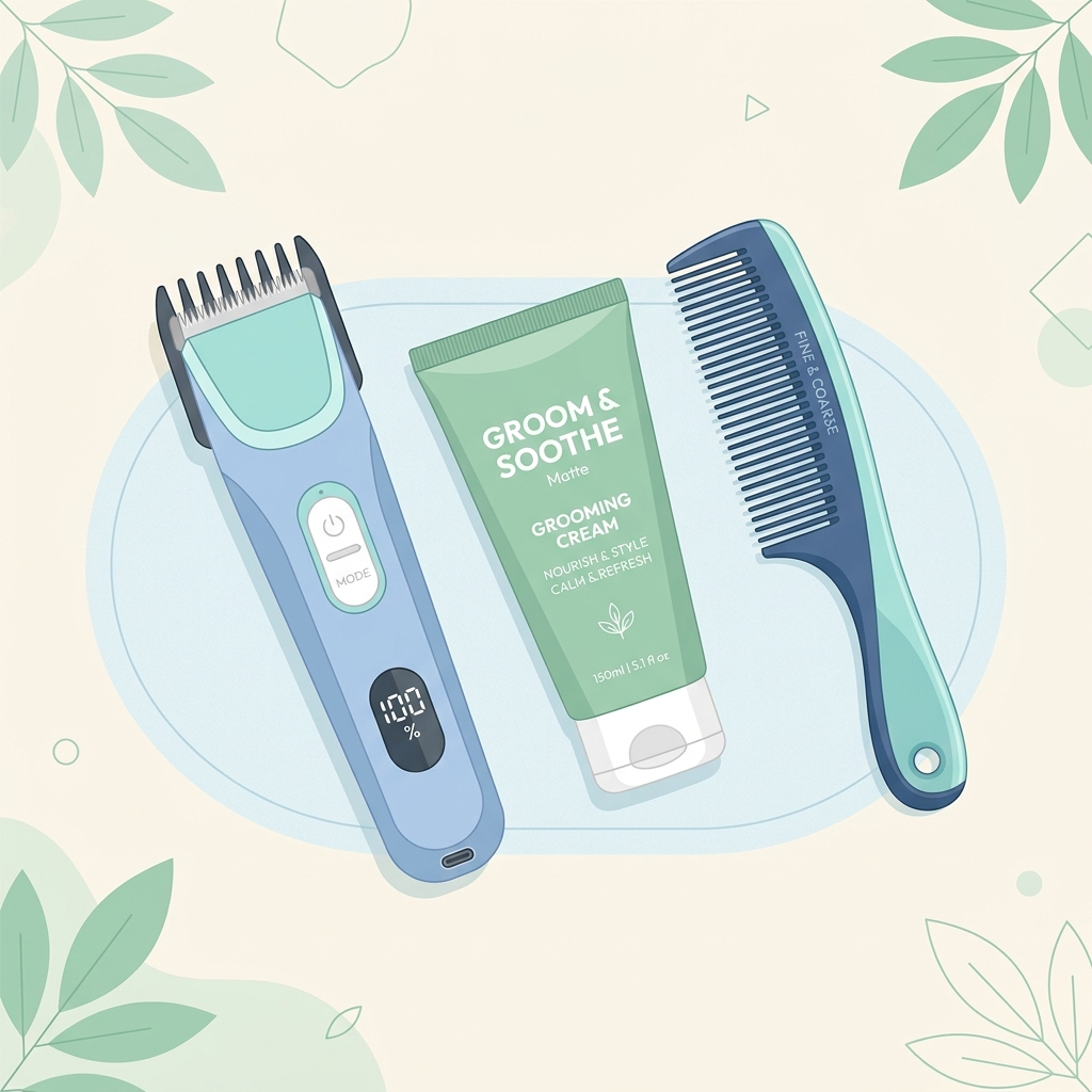 アンダーヘアの処理に用いるヒートカッター、電気シェーバー、除毛クリームのイラスト