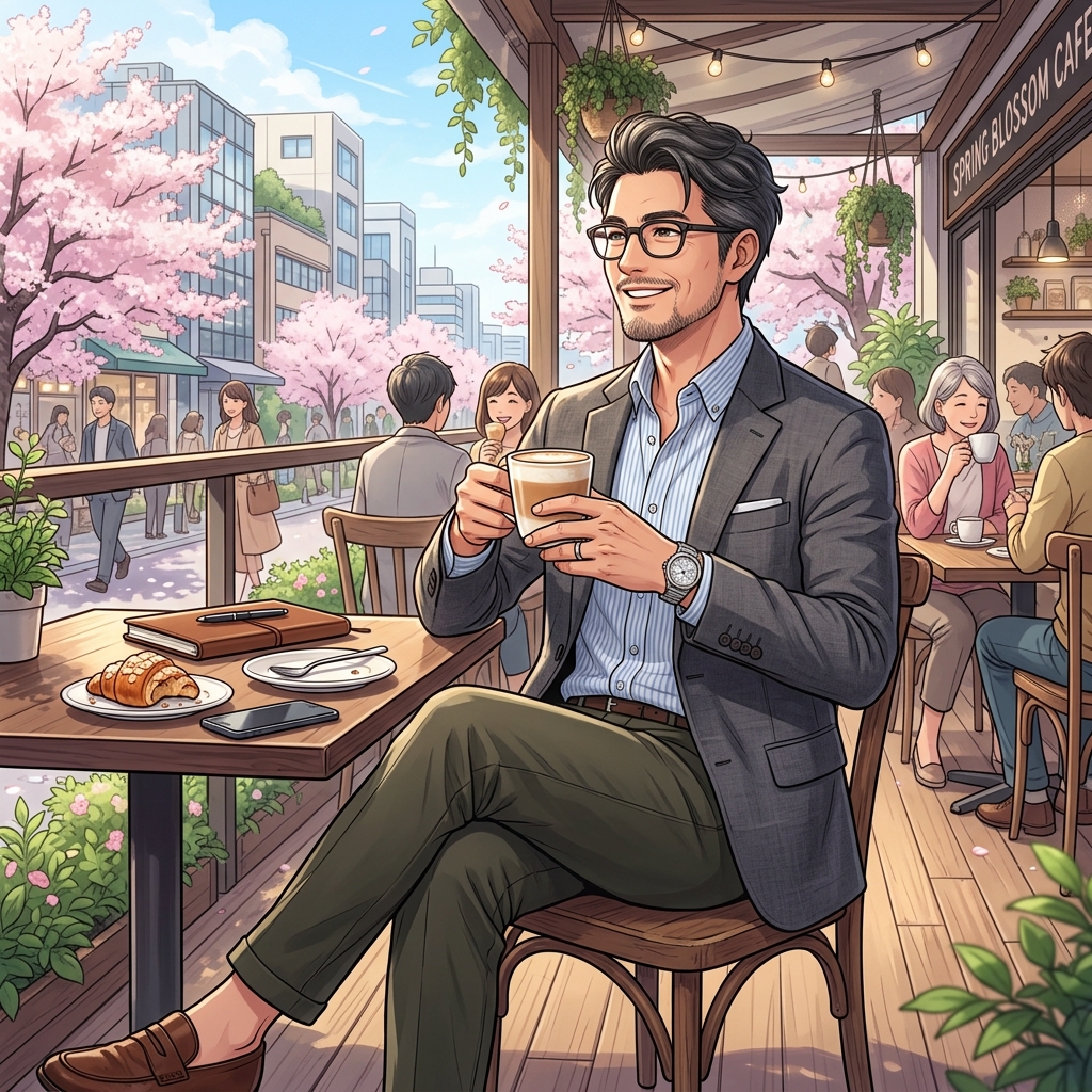 書斎で思索に耽りこれからのキャリアや人生の計画を練る40代男性のイメージ