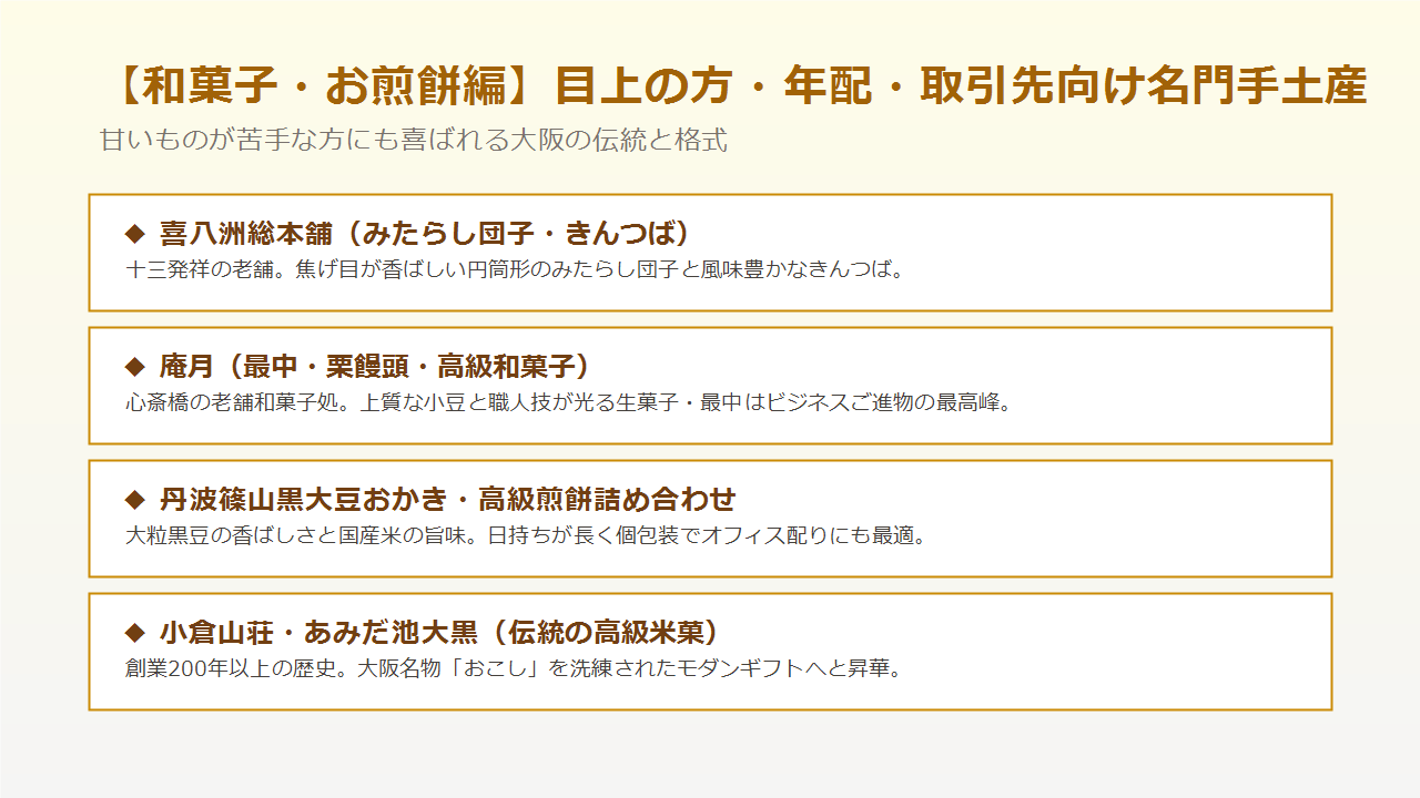 大阪の高級手土産 和菓子・お煎餅ギフト