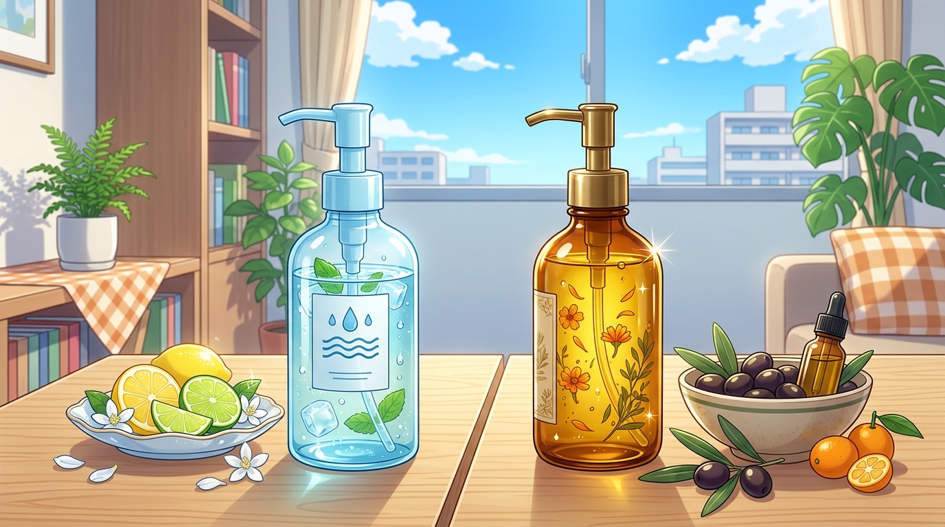 一目でわかるクレンジングリキッドとオイルの比較表
