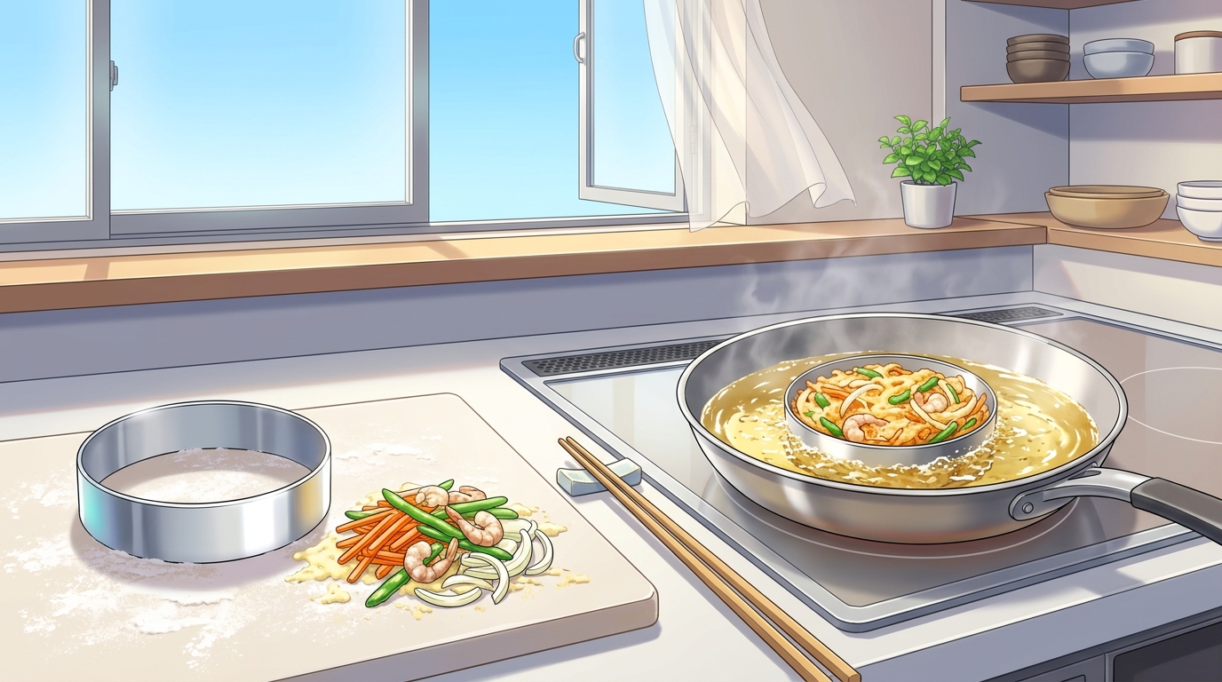 かき揚げリングでサクサクに揚げるためのプロの裏ワザ